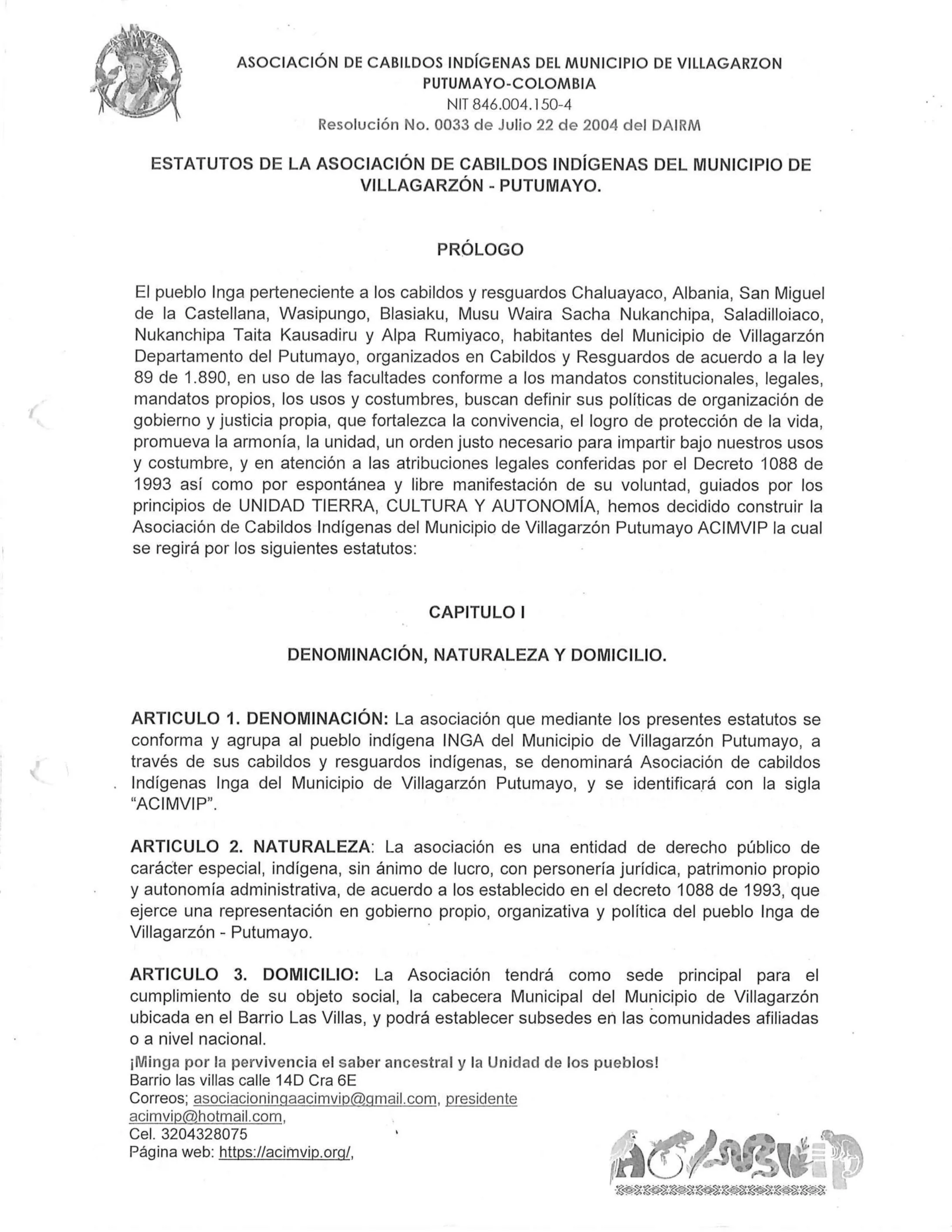Portada del documento