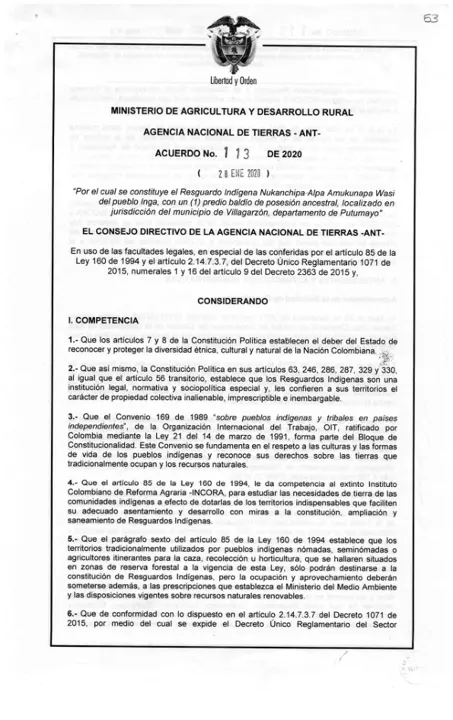 Portada: Acuerdo 113 de 2020