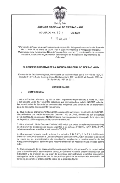Portada: Acuerdo 126 de 2020