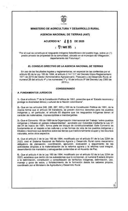 Portada: Acuerdo 480 de 2025